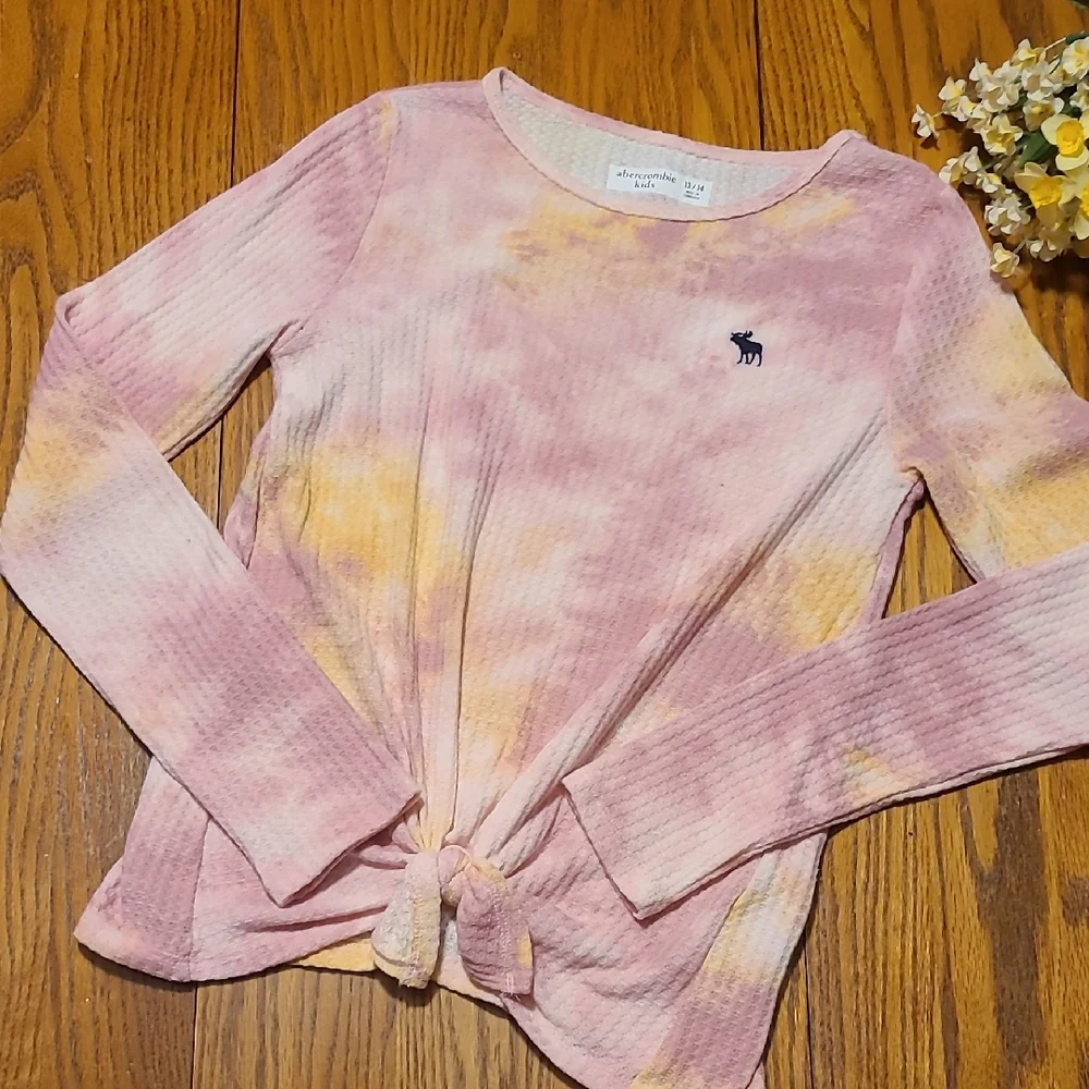 Abercrombie Kids Pink and Yellow Tie-Dye Top - Girl's 13/14